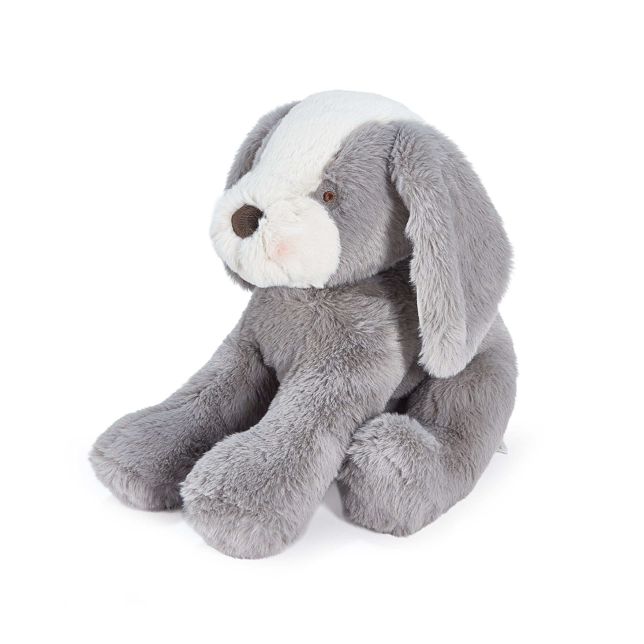 Bunnies by the Bay Sweet gray Mutt Puppy Dog stuffed animal plush toy, side view, baby safe, soft fur, Personalized Gift