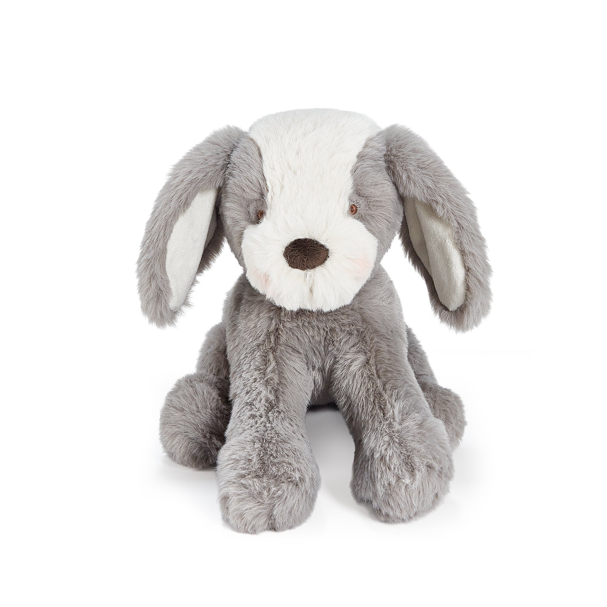 Bunnies by the Bay Little gray Mutt Puppy Dog stuffed animal plush toy, front view, baby safe, soft fur, Personalized Gift