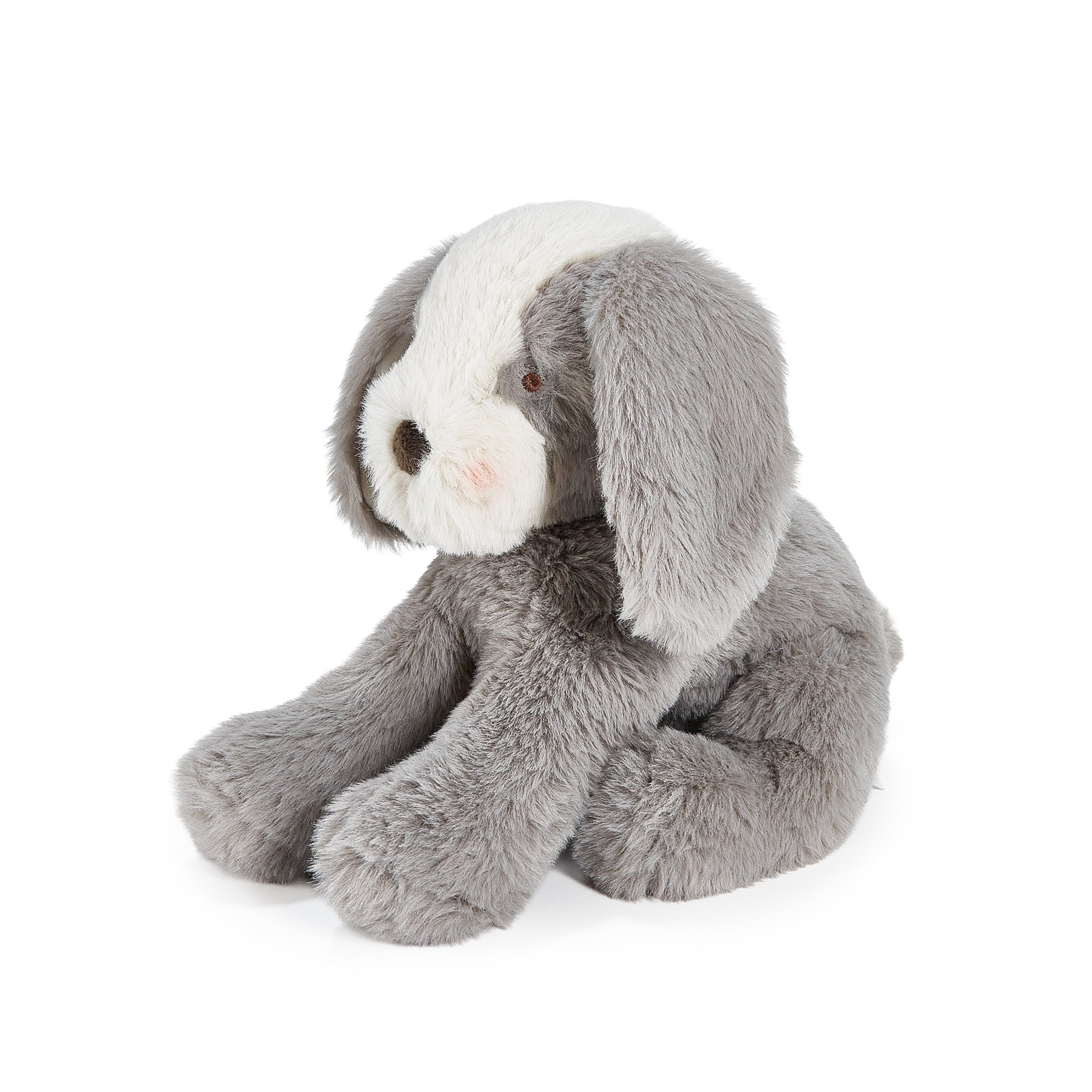 Bunnies by the Bay Little gray Mutt Puppy Dog stuffed animal plush toy, side view, baby safe, soft fur, Personalized Gift