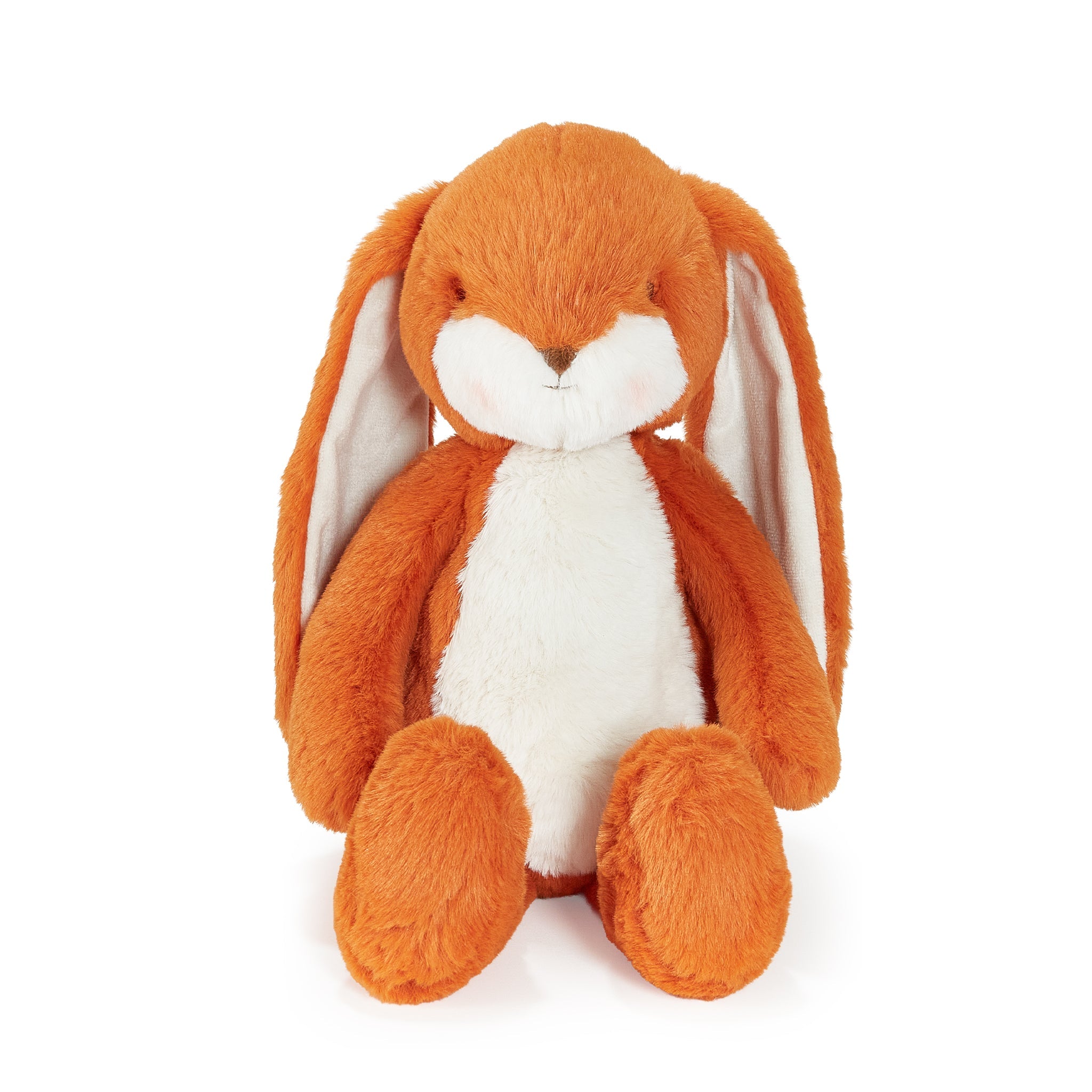 Orange bunny stuffed animal on white background