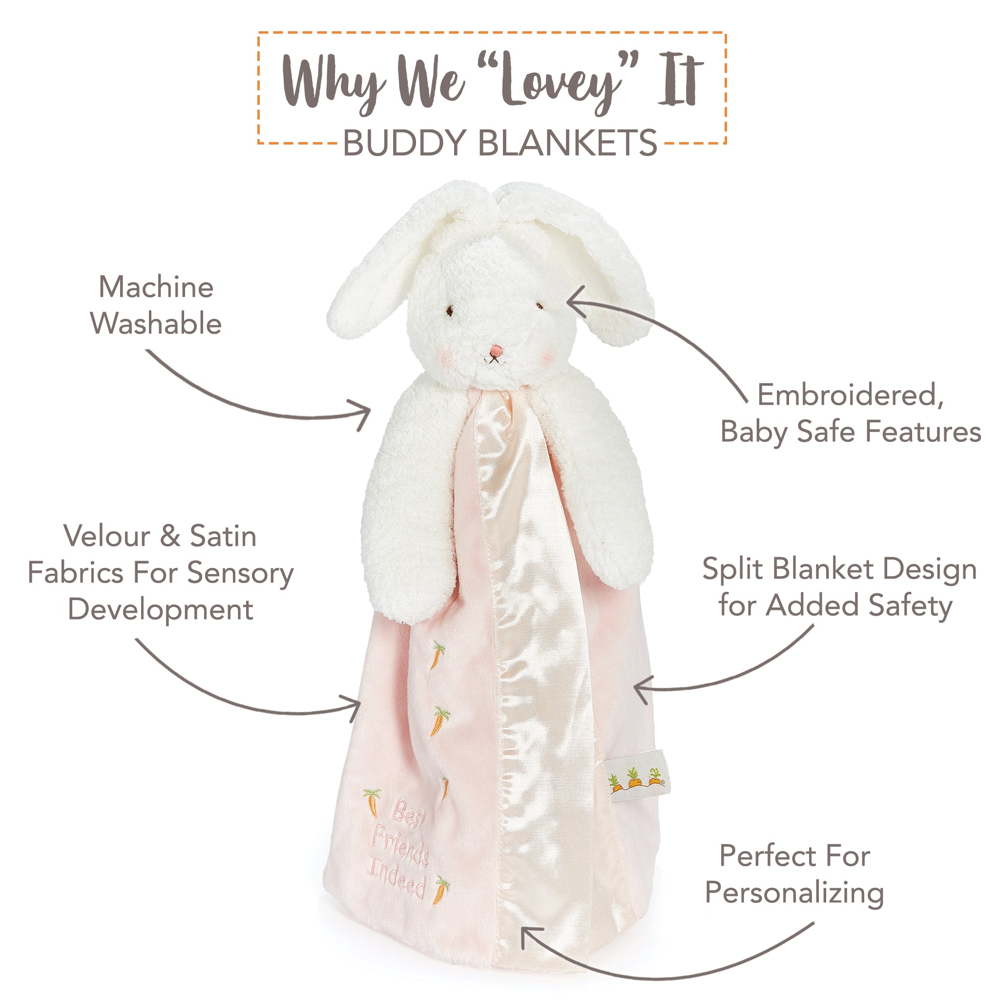 Blossom Bunny Buddy Blanket-Lovey - Buddy Blanket-SKU: 110711 - Bunnies By The Bay