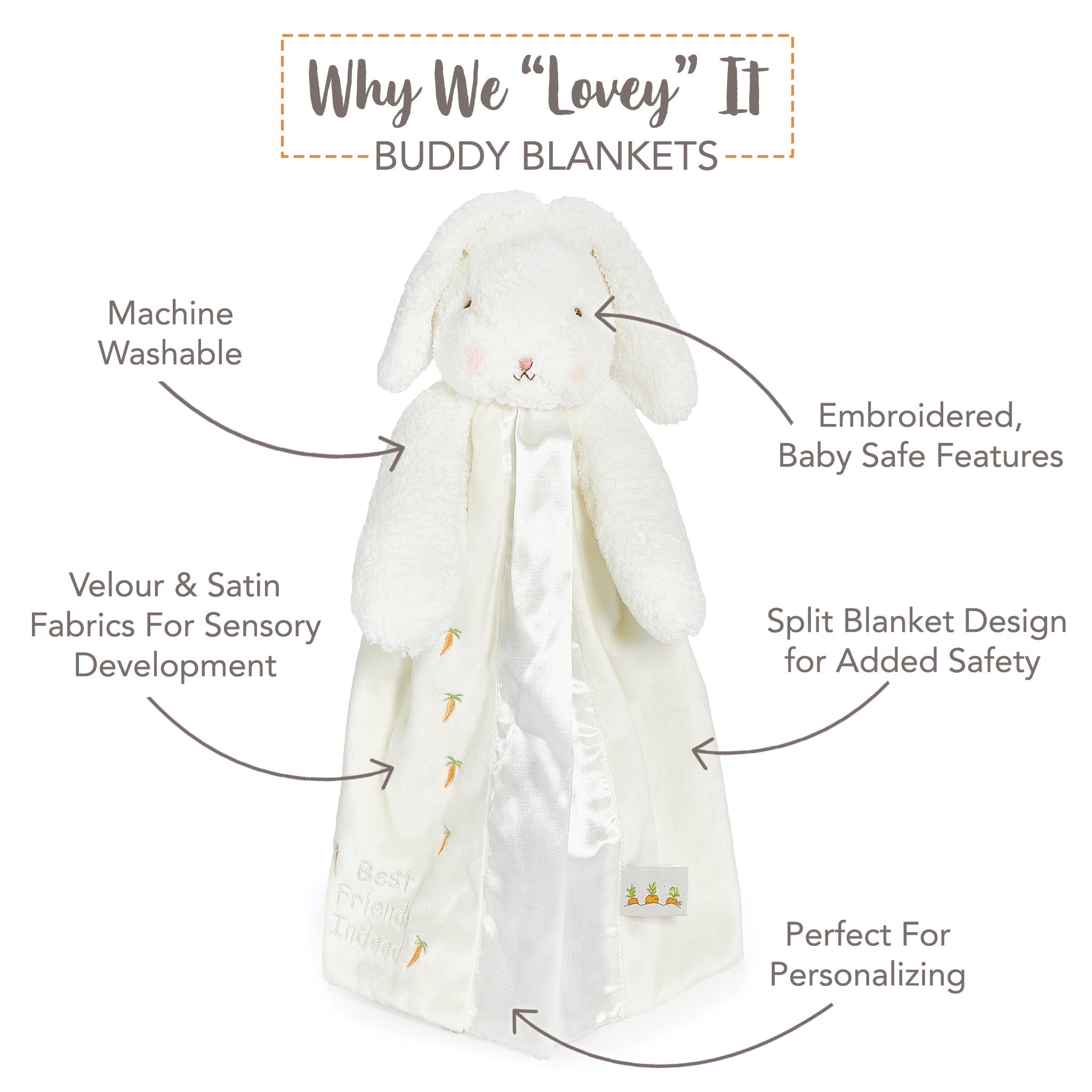 Bun Bun Bunny Buddy Blanket-Lovey - Buddy Blanket-SKU: 850711 - Bunnies By The Bay