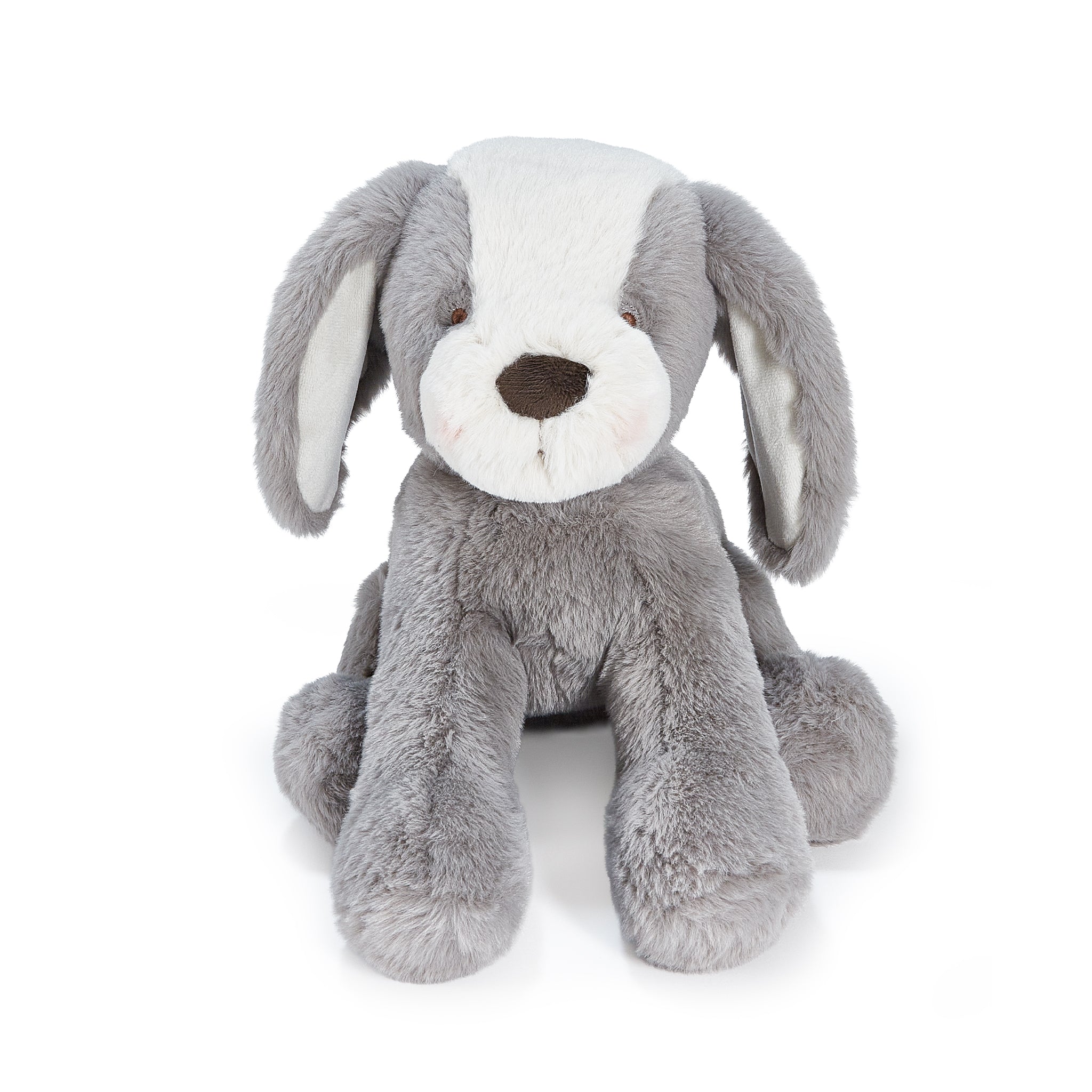 Bunnies by the Bay Sweet gray Mutt Puppy Dog stuffed animal plush toy, front view, baby safe, soft fur, Personalized Gift