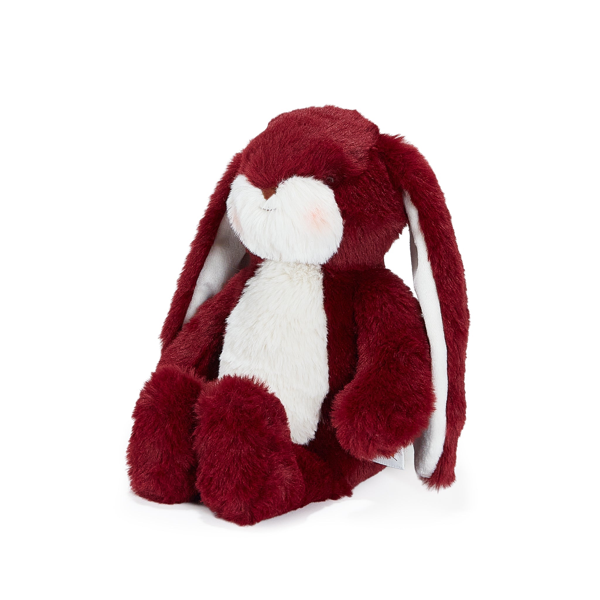 Red plush bunny toy on a white background