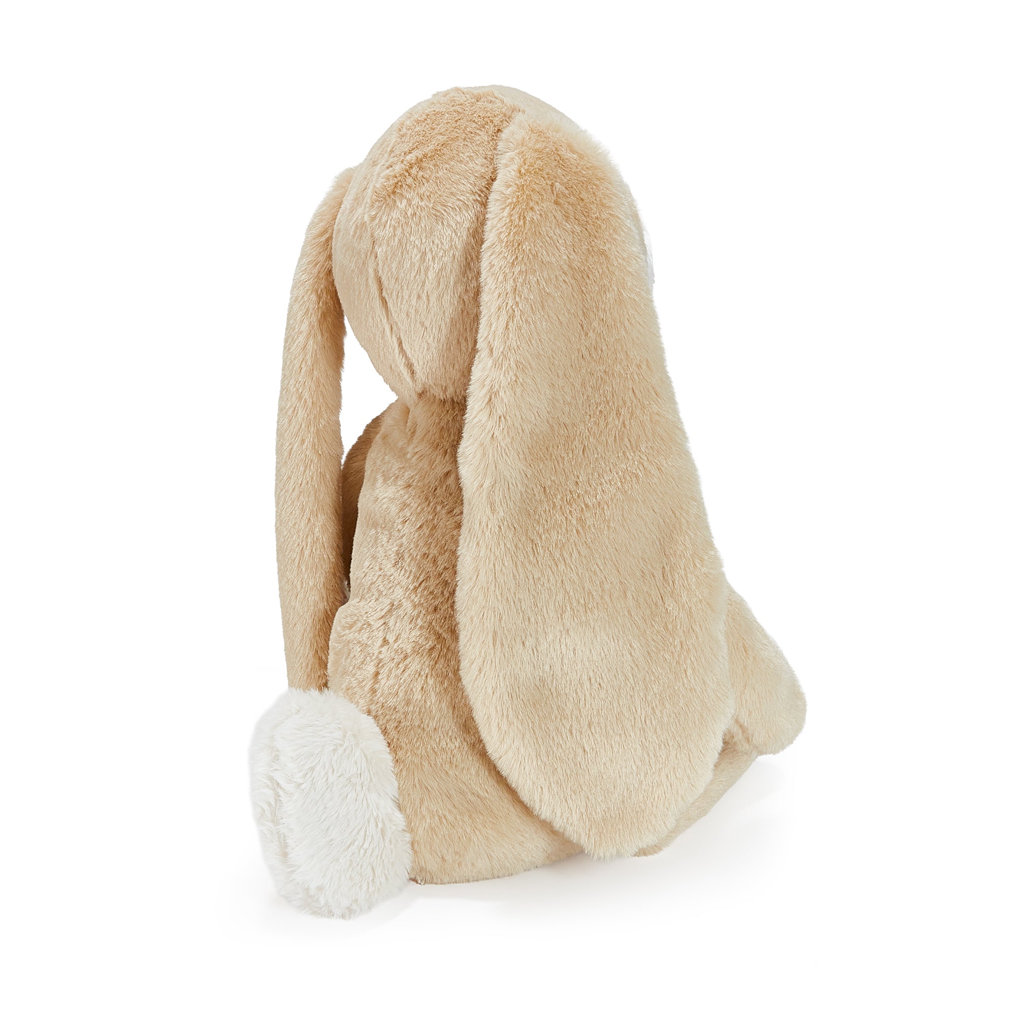 Beige plush toy with long ears on a white background