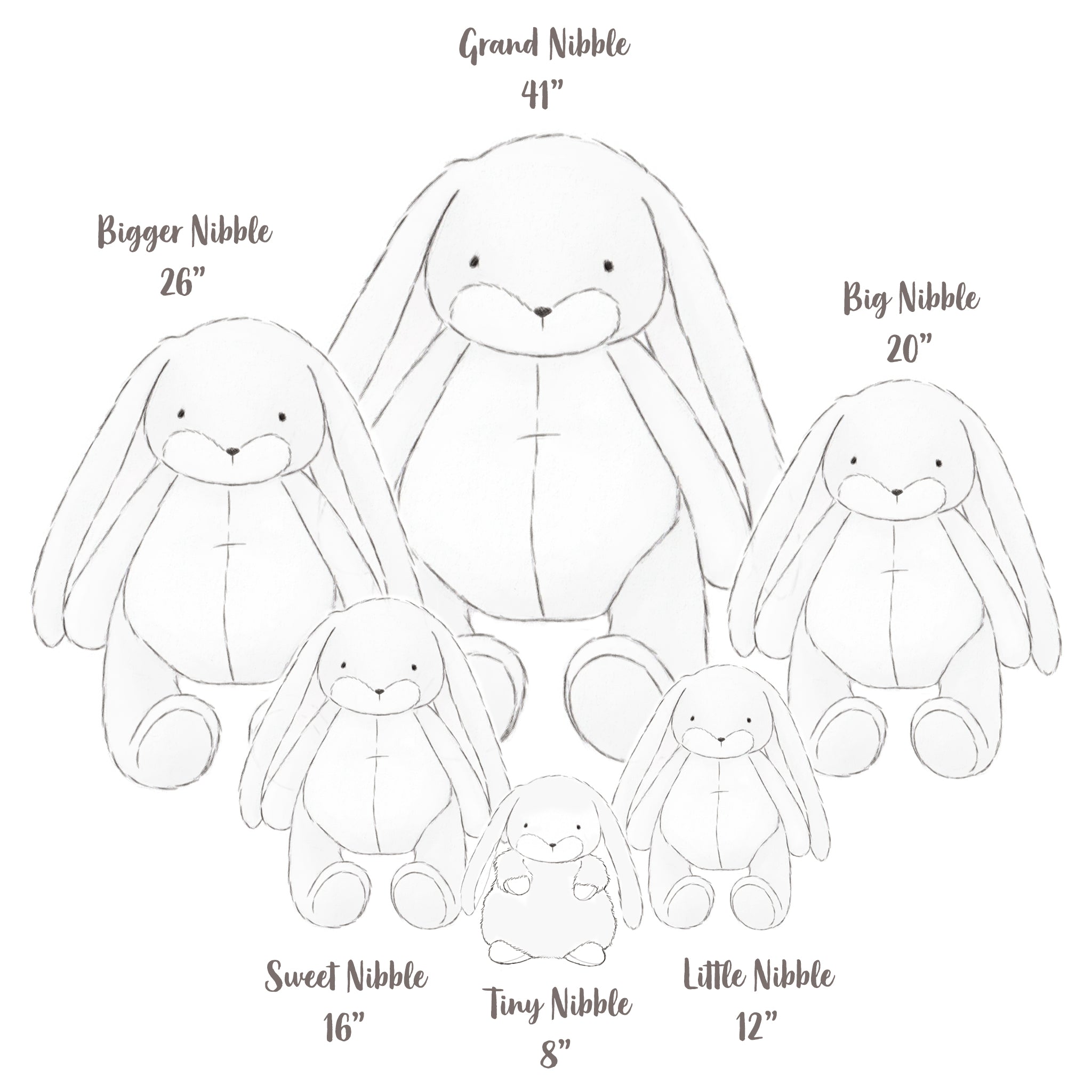 Little 12" Floppy Nibble Bunny - Gray-Stuffed Animal-SKU: - Bunnies By The Bay